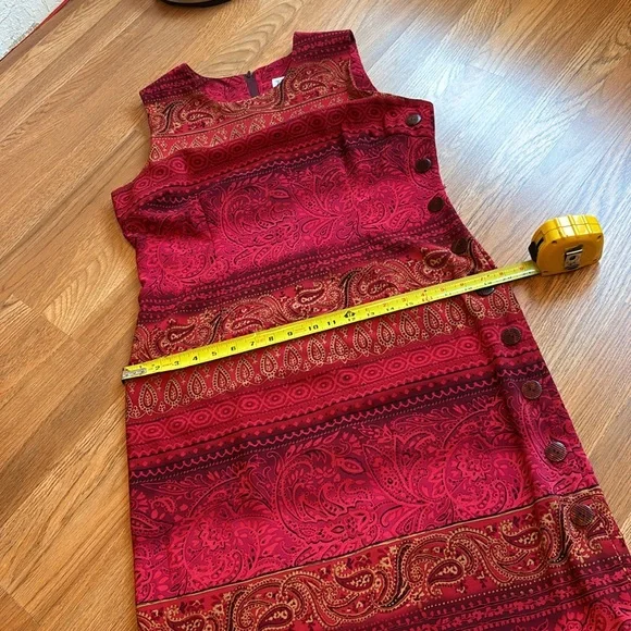 Vintage 1990’s R&K Original vibrant red and dark pink floral dress. Size 10P. - Picture 16 of 17